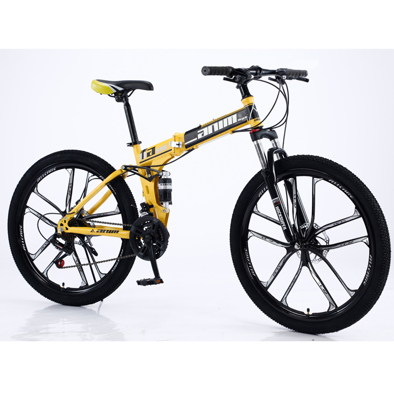 Mountain bike 24/26 inch double shock absorption one wheel folding mountain bike bicycle