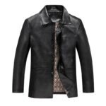 Plus-Size Notch Lapel Leather Jacket for Spring/Fall