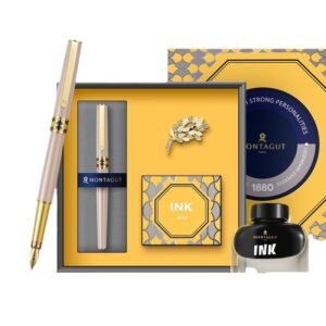 Elegant Women's Fountain Pen Set with Brooch - Deluxe Gift Box Edition