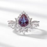 New Alexandrite Ring S925 Sterling Silver Set with Freshwater Pearl Stackable Ring